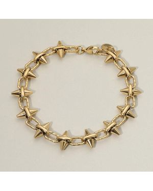Fashnzfab Stainless Steel Spike Link Chain Bracelet - Metallic