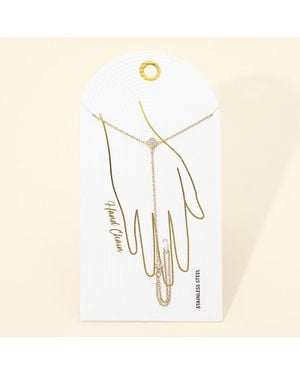 Fashnzfab Stainless Steel Quatrefoil Charm Accent Hand Chain Bracelet - Natural