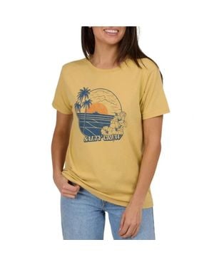 Salty Crew Beach Scene Boyfriend T-Shirt Graphic Print Red206 - Yellow