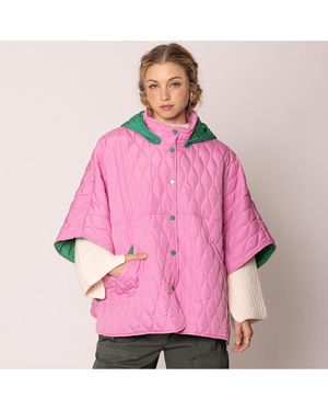 TRUEDAMES Wave Pattern Padded Cape - Gray