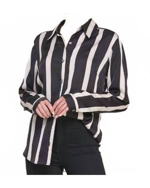 Allie Rose Chic Couture Striped Blouse - Black