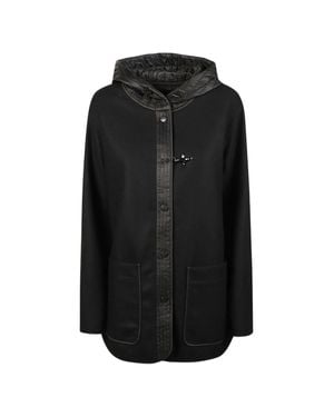 Fay Virgin Wool-Cashmere Quilted Hood Coat - Black