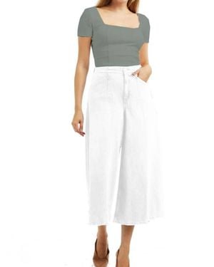 Tractr Denim Culotte With Back Waist Buckle - White