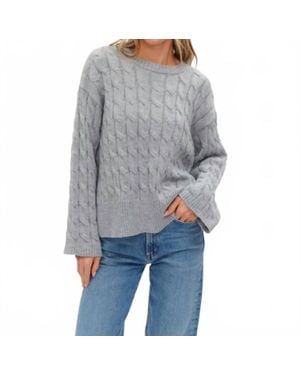 Six Fifty Cable Knit Side Slit Sweater Top - Gray