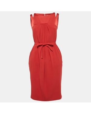 Paule Ka Sateen Sleeveless Short Dress - Red