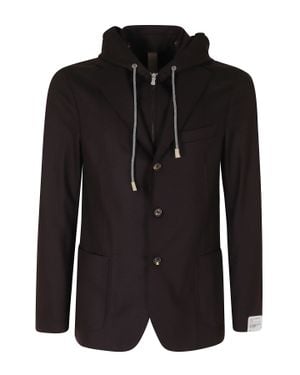 Eleventy Burgundy Single-Breasted Wool-Blend Jacket - Black