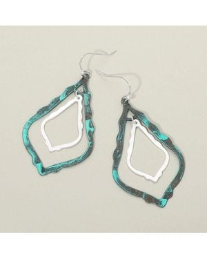 Fashnzfab Layered Abstract Open Teardrop Earrings - Blue