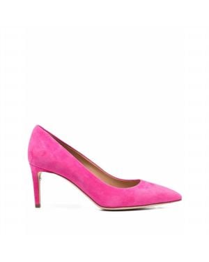 Ferragamo Pointed-Toe Suede Pumps - Pink