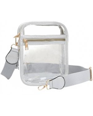 Queens Designs Clear Square Crossbody Bag - Gray