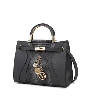 MKF Cassia Snake Embossed Vegan Leather Satchel Bag By Mia K - Pink
