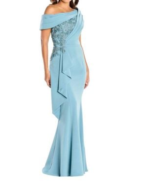 Montage by Mon Cheri Crepe A-Line Wedding Dress - Blue