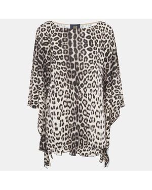 Roberto Cavalli Cavalli Class/ Animal Printed Jersey Kaftan Top - Black
