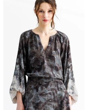 Go> By Go Silk Bubbled Up Blouse - Gray