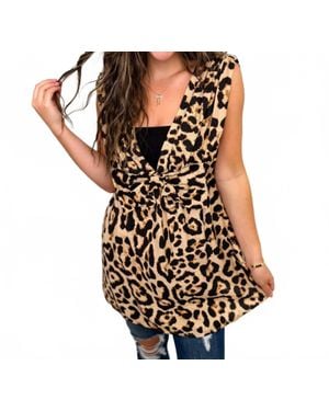Bibi Wild Rides Rayon Blend Tunic Top - Black