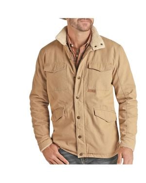 Powder River Canvas Jacket With Berber Lining - Brown