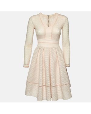 Maje Light Peach Lace Rossignol Pleated Mini Dress - Natural