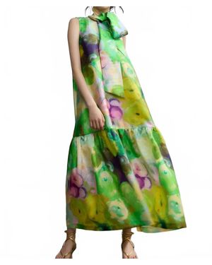 Psophia Bloomlight Printed Sleeveless Dress - Green