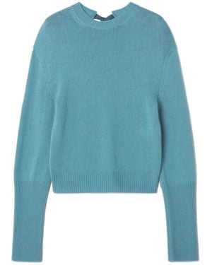 Lanvin Cashmere Knit Sweater With Gros-Grain Knot Detail - Blue