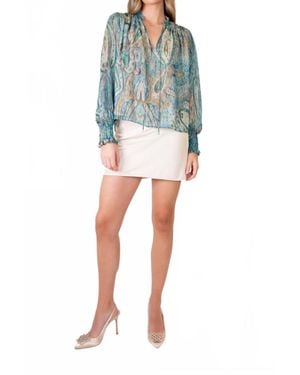 Lavender Brown Molly Long Sleeve Top - Blue