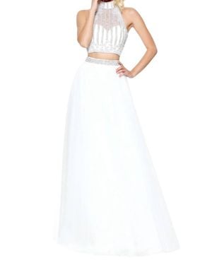 Sherri Hill Keyhole Back Prom Dress - White