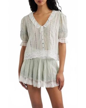 LoveShackFancy Maurelle Cotton Lace Blouse - White