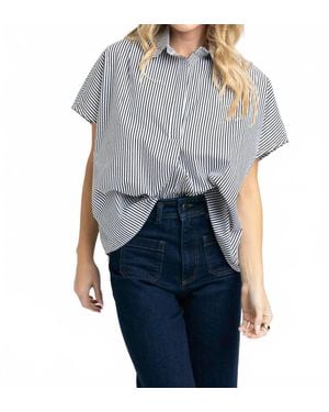Karlie Signature Neck Collar Top - Blue