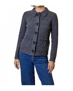 Design History Beaded Bow Button Cardigan - Blue