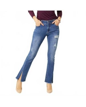 Coco + Carmen Omg Zoeyzip Bootcut Jeans With Front Slit - Blue