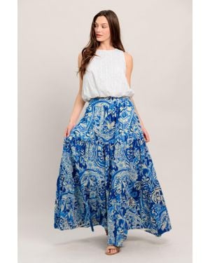 TRUEDAMES So Ready For A Getaway Maxi Skirt - Blue