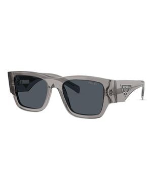 Prada Sunglasses Square Full Rim, Transparent Asphalt Frame And Dark Lens Pr10Zs16Z70B - Gray