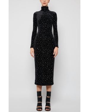 Prabal Gurung Long Sleeve Crystal Turtleneck Dress - Black