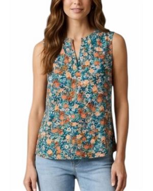 Staccato Floral Tank Top - Blue