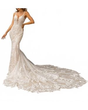 Kitty Chen Couture Luna All Over Lace Gown - Natural