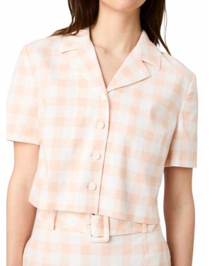 French Connection Aspen Linen Gingham Crop Shirt - Natural