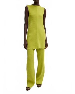 Tibi Plisse Bias Short Tunic Dress - Green