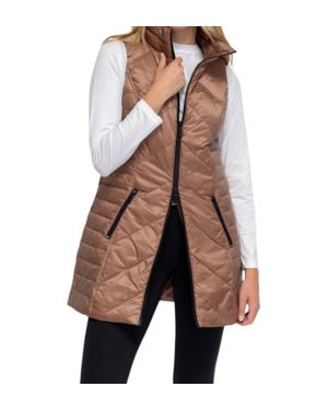 Anorak Chevron Quilted Long Vest - Brown