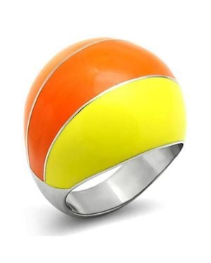 Fashnzfab High Polished (No Plating) Stainless Steel Ring With No Stone - Yellow