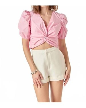 English Factory Twist Tie Crop Top - Pink