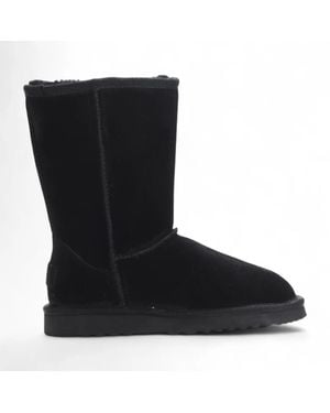 TruClothing Suede Winter Plush Lined Slip-On Ankle Winter Boots - Black