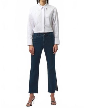 Joseph Ribkoff Rhinestone Split Straight Jeans - Blue