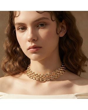 Fashnzfab Layered Chunk Chain Choker Necklace - Brown