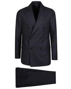 Lardini Double-Breasted Blazer With Peak Lapels And Matching Pants - Blue