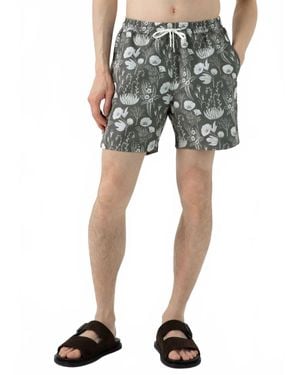 Sunspel Katie Scott Leaf Print Short - Blue