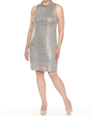Joseph Ribkoff Mock Neck Sleeveless Mini Dress - Gray