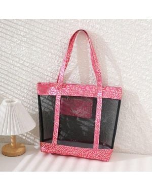 Judson & Co. Metallic Animal Print Mesh Beach Vacation Tote - Pink