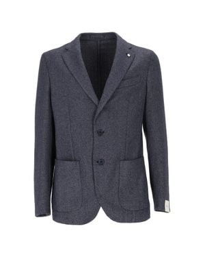 L.B.M. 1911 Drop S Classic Herringbone Blazer - Blue