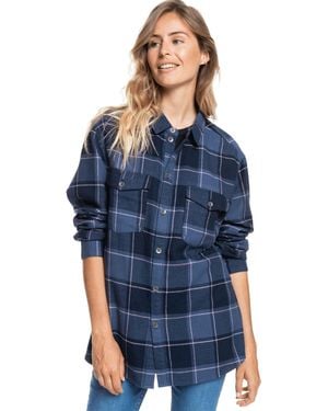 Roxy Turn It Up Check Flannel Shirt - Blue