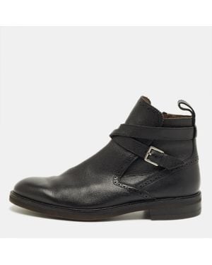Ferragamo Leather Buckle Knee Length Boots - Black