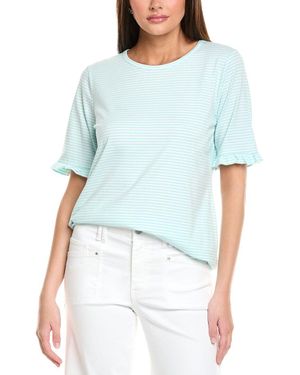 Jones New York Elbow Ruffle Sleeve Top - Blue