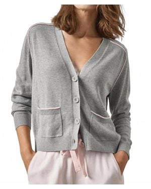 Lilla P Saddle Sleeve V-Neck Cardigan - Gray